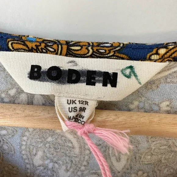 NEW Boden Knot Detail Jersey Mini Dress in Harvest Gold/Paisley Terrace, size 8r - Picture 7 of 8